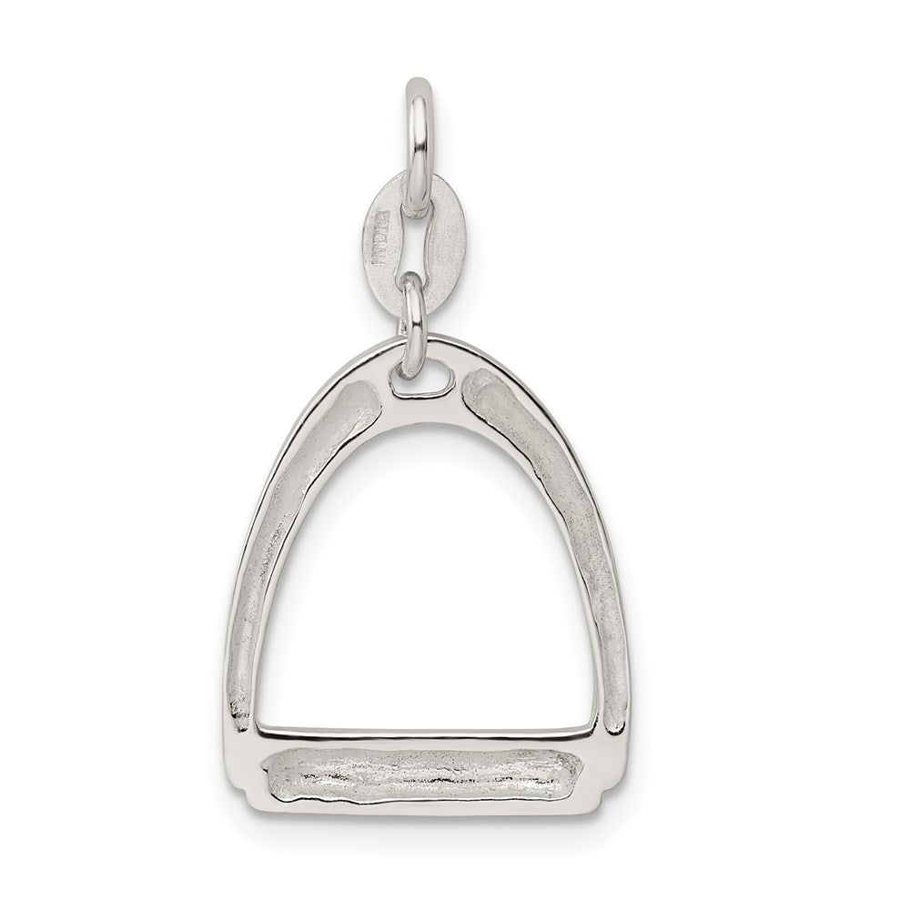 Sterling Silver Large Polished Horse Stirrup Charm