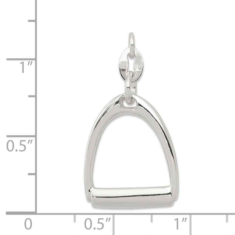 Sterling Silver Large Polished Horse Stirrup Charm
