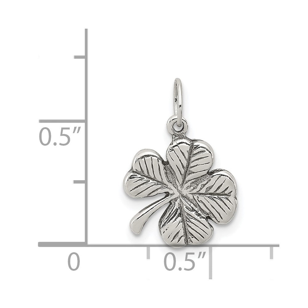 Sterling Silver Antiqued 4-Leaf Clover Charm