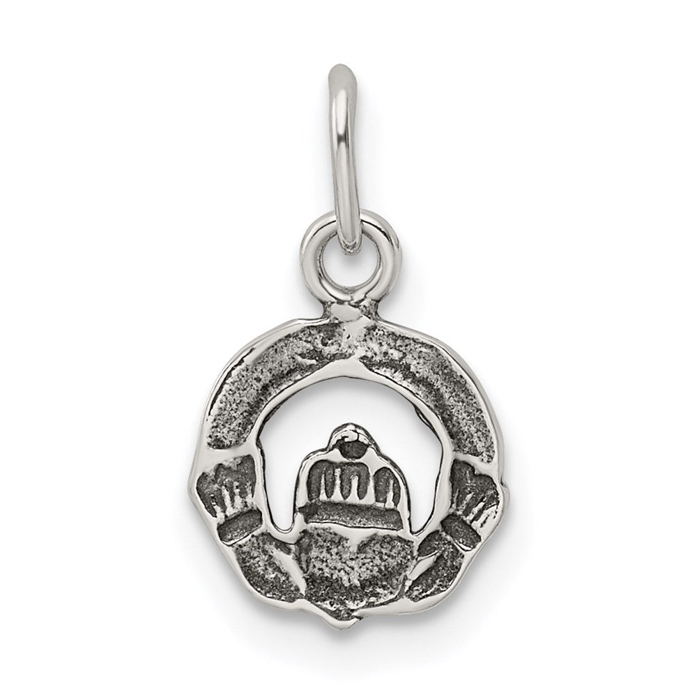 Sterling Silver Mini Antiqued Claddagh Charm