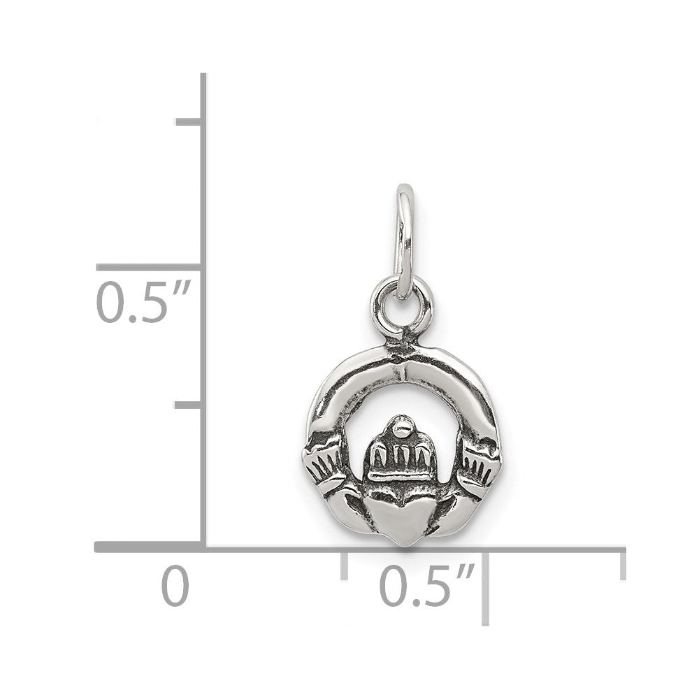 Sterling Silver Mini Antiqued Claddagh Charm