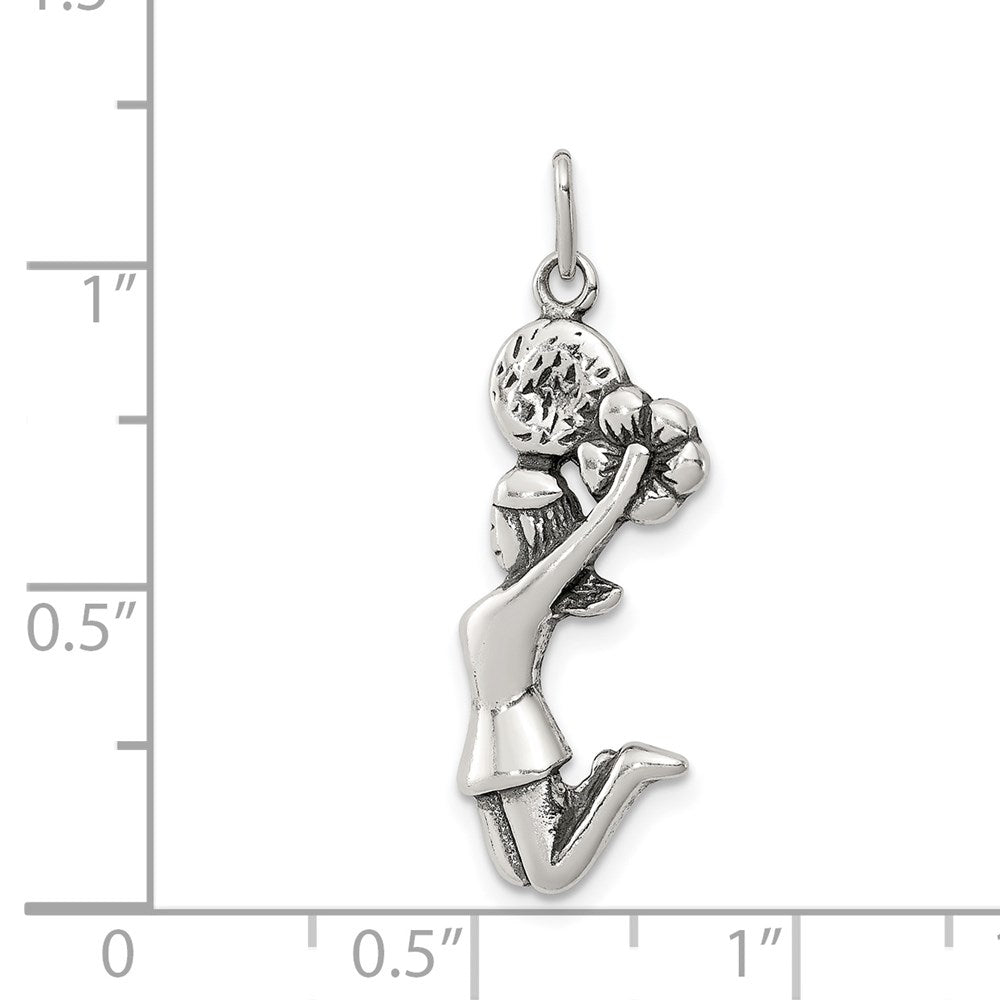 Sterling Silver Antiqued Cheerleader Charm