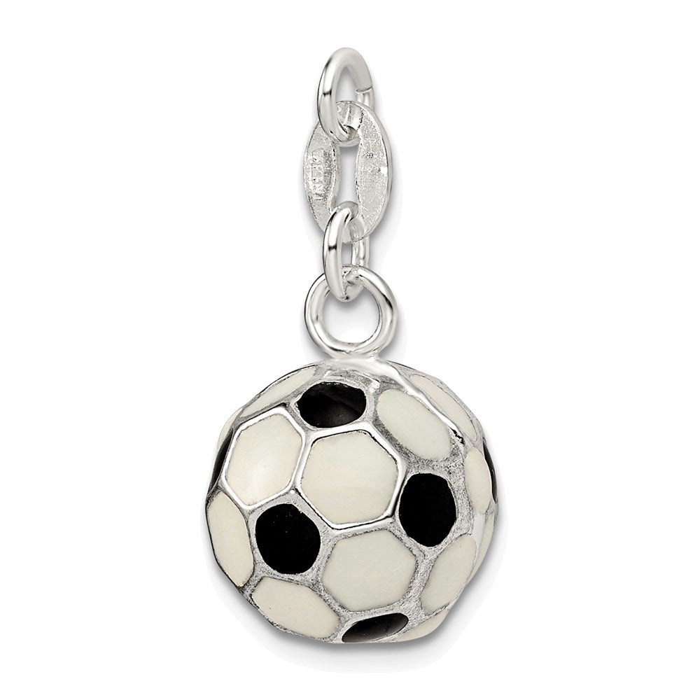 Sterling Silver Enameled Soccer Ball Charm