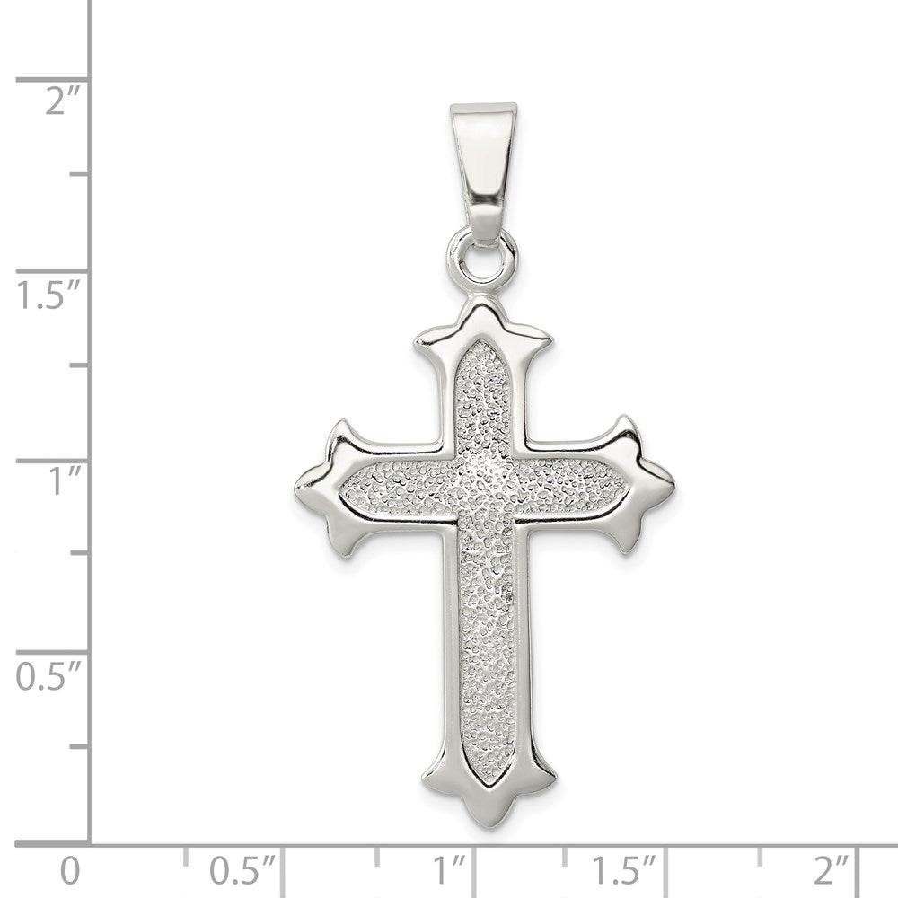 Sterling Silver Polished and Textured Cross Pendant