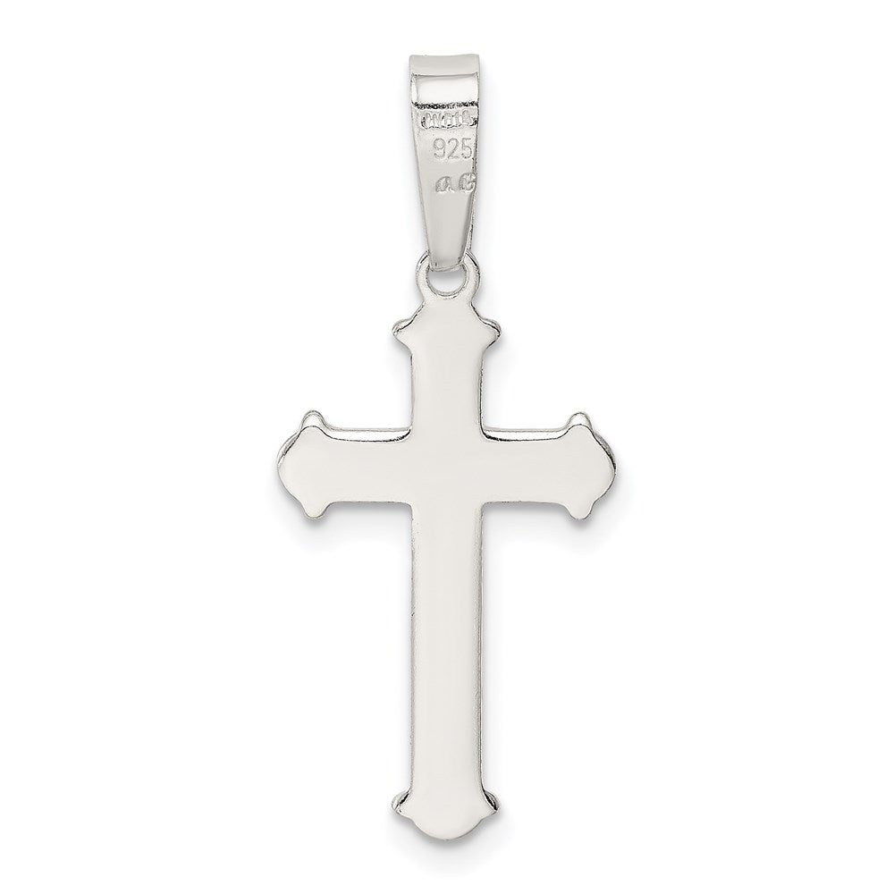 Sterling Silver Polished and Texture Center Finish Cross Pendant
