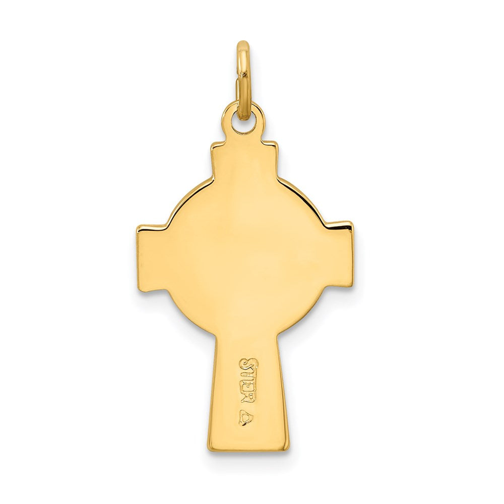 Sterling Silver Rhodium-plated Polished/Gold-plated Epoxy Cross Pendant