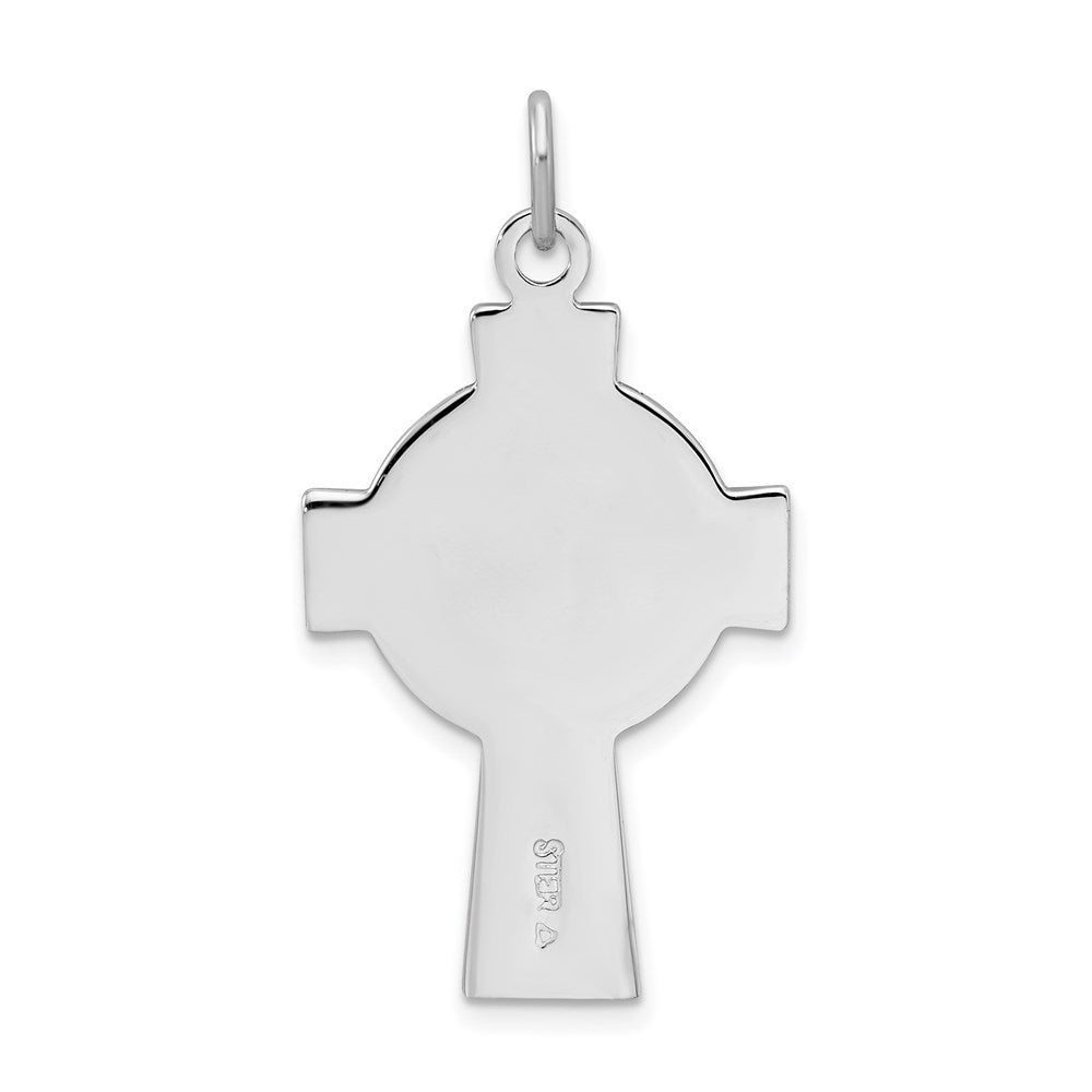 Sterling Silver Rhodium-plated Polished Epoxy Irish Cross Pendant