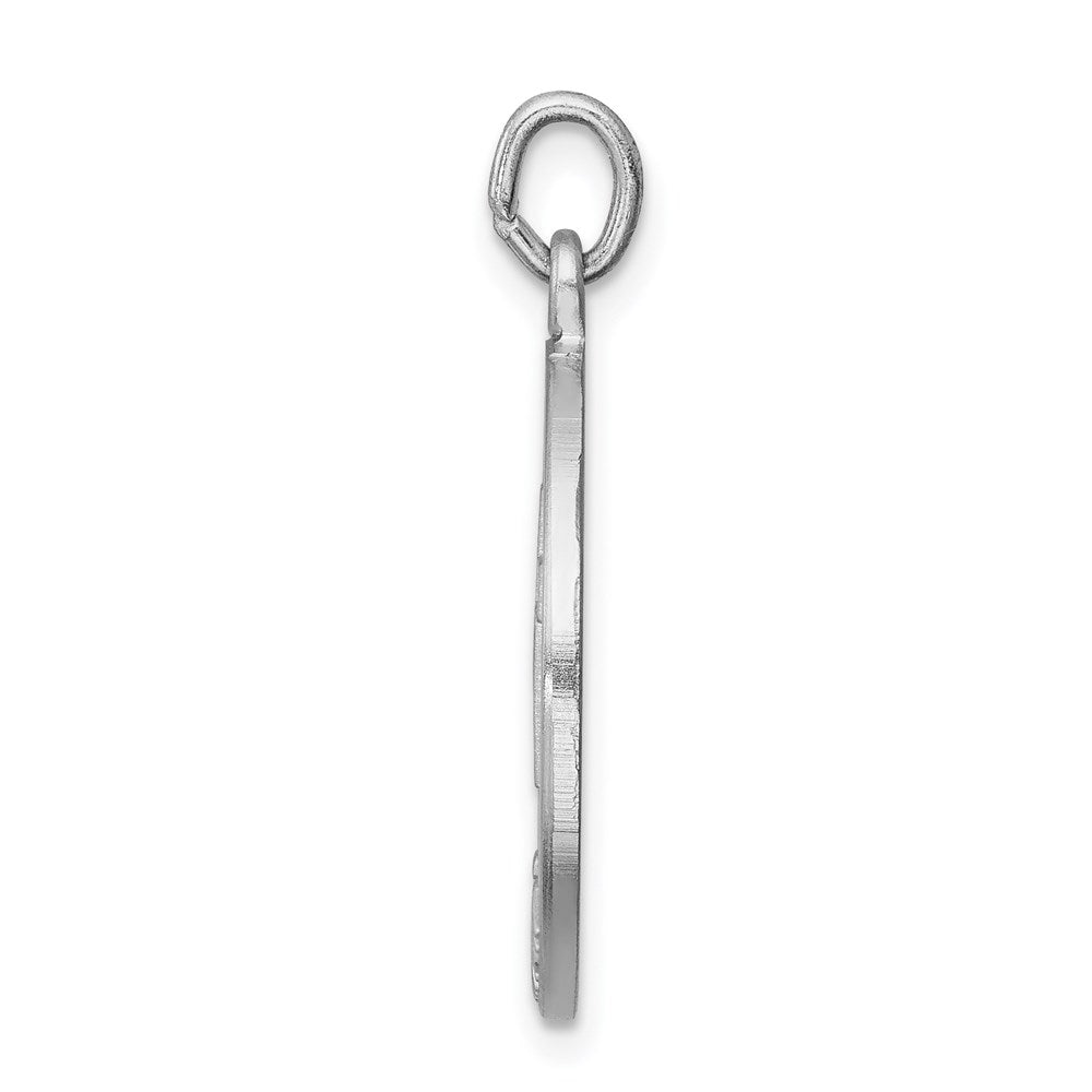 Sterling Silver Rhodium-plated Brushed Confirmation Medal Pendant