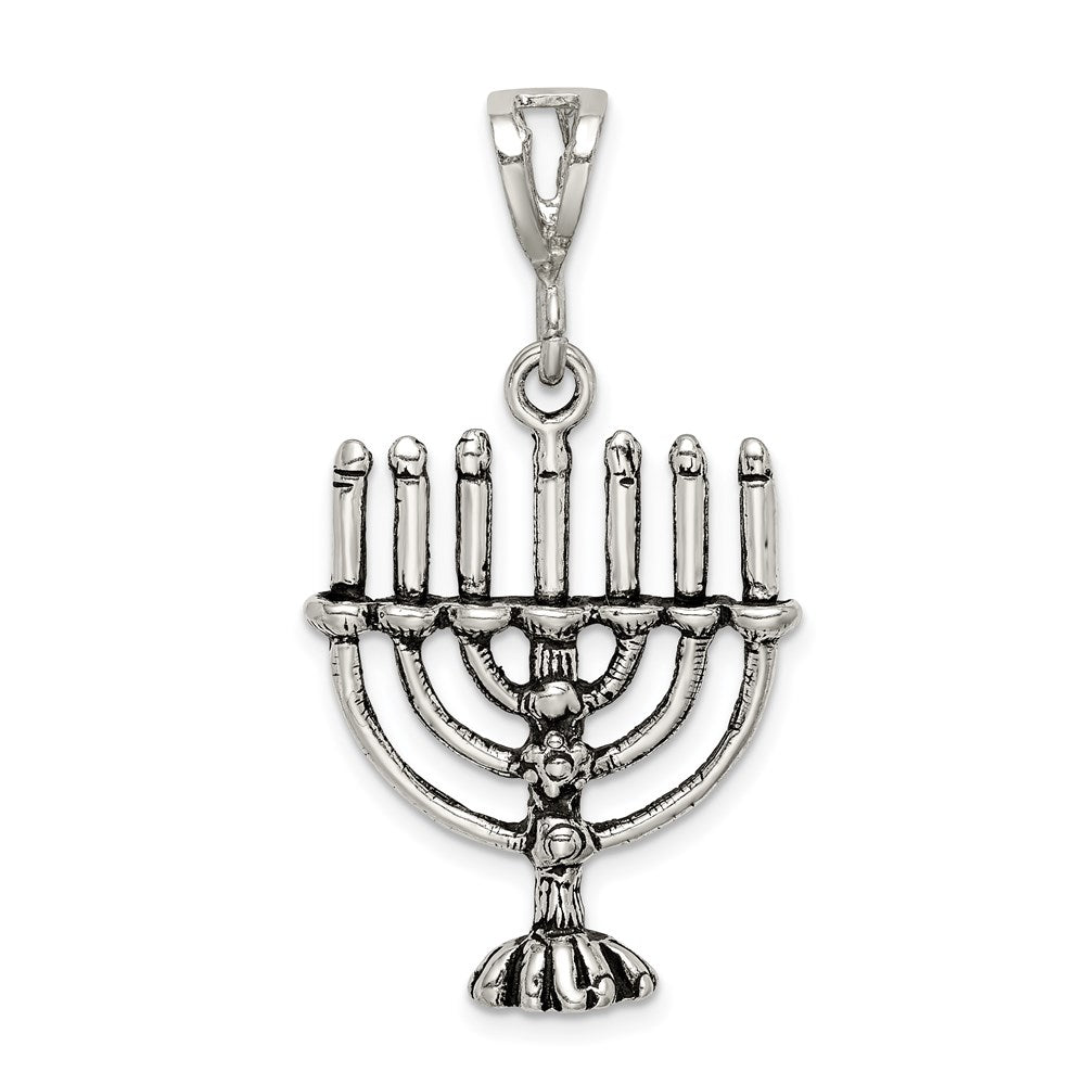 Sterling Silver Antiqued Menorah Charm