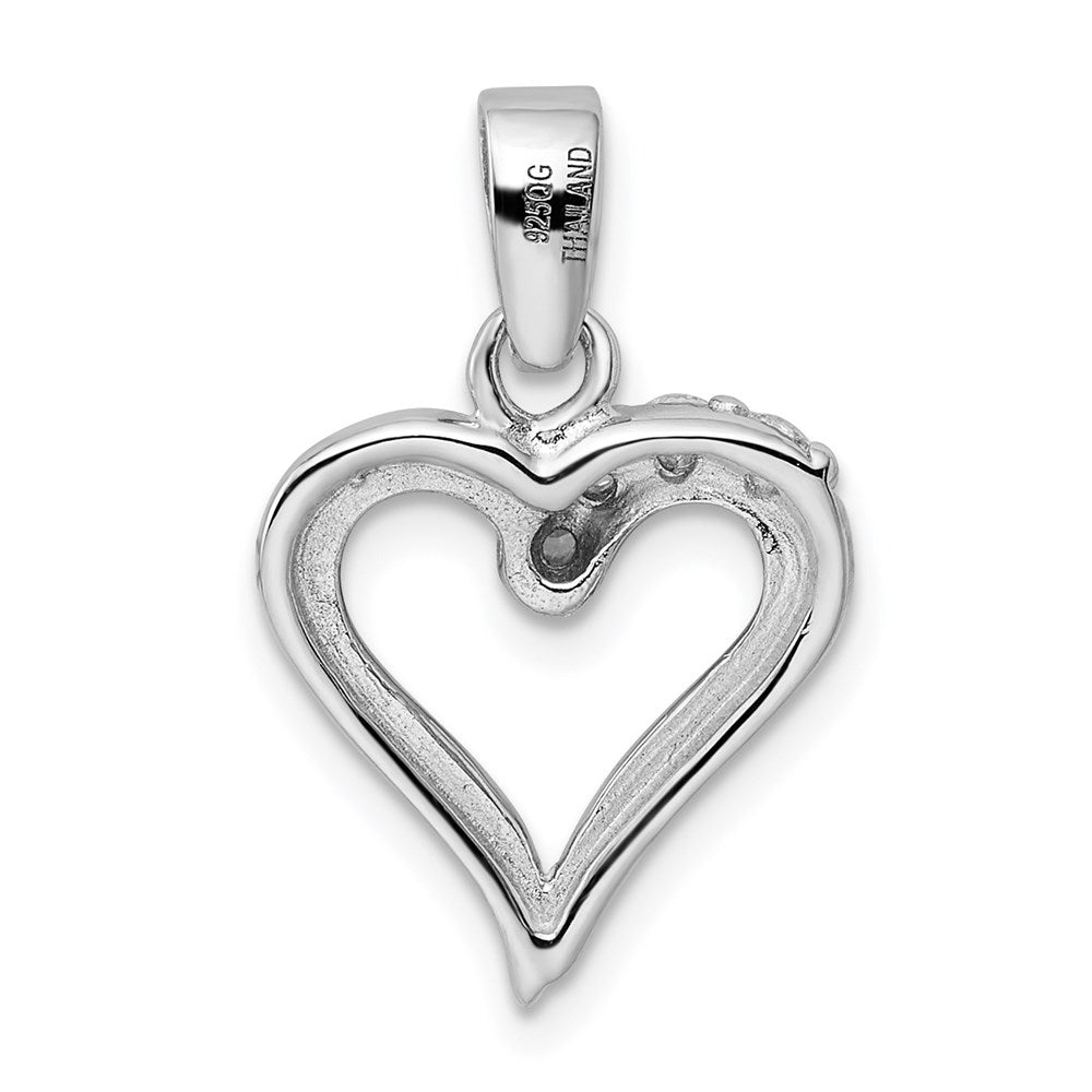Sterling Silver Rhodium Plated CZ Heart Pendant