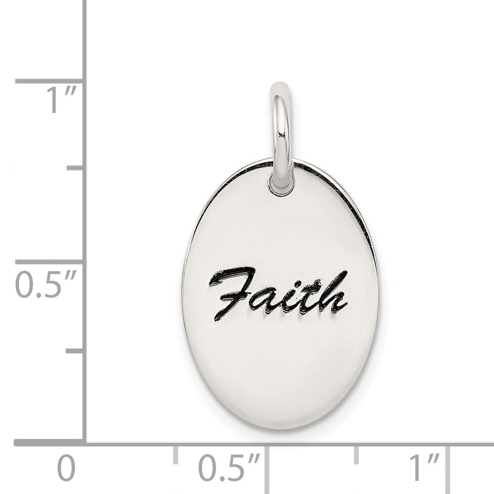 Sterling Silver Polished Enamel Faith Pendant