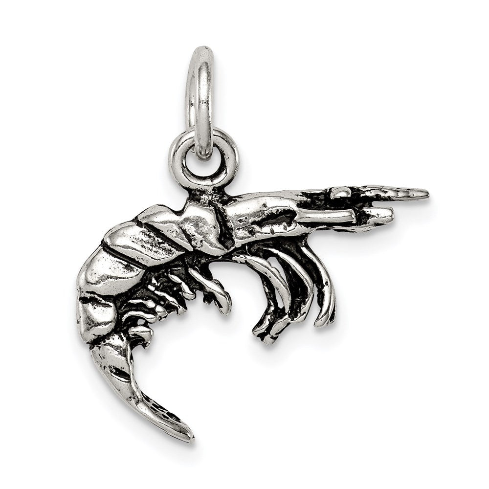 Sterling Silver Antiqued Shrimp Charm