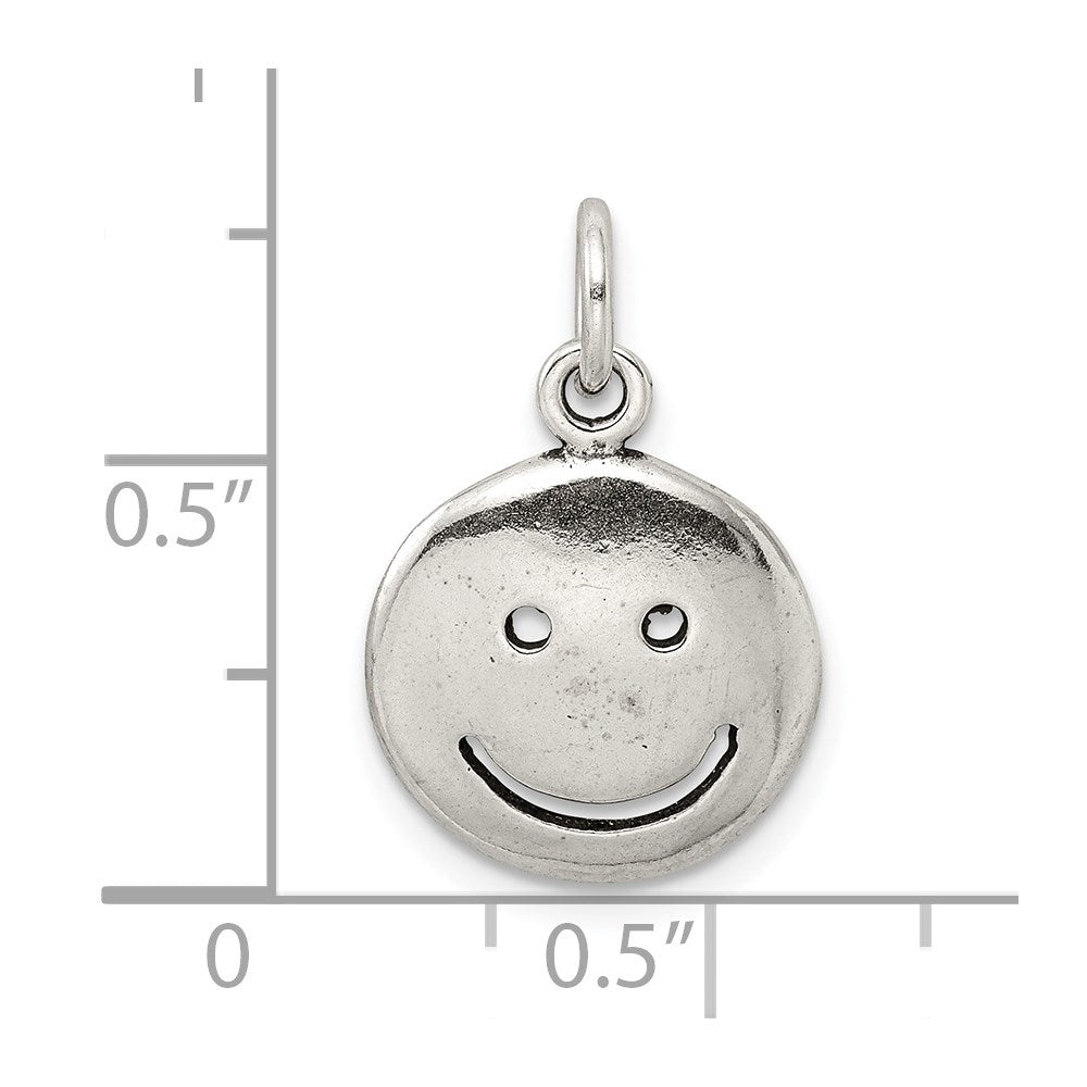 Sterling Silver Antiqued Smiley Face Charm