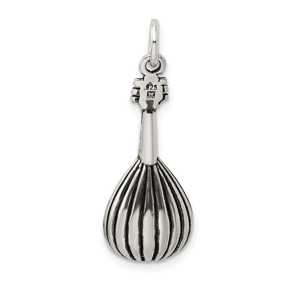 Sterling Silver Antiqued 3D Mandolin Charm