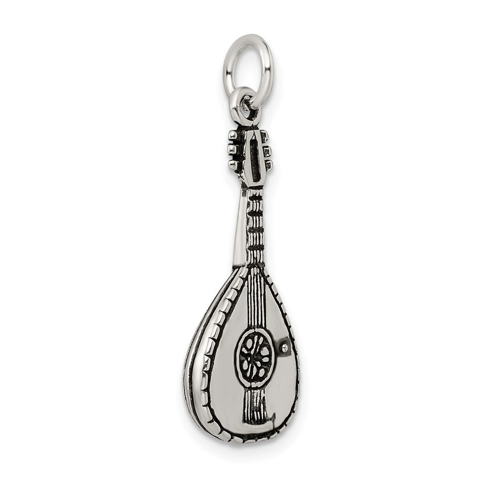 Sterling Silver Antiqued 3D Mandolin Charm