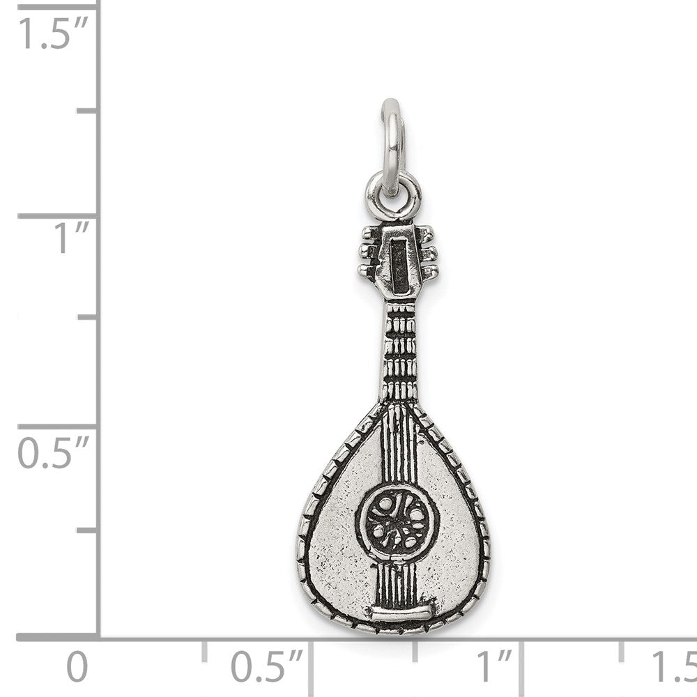 Sterling Silver Antiqued 3D Mandolin Charm