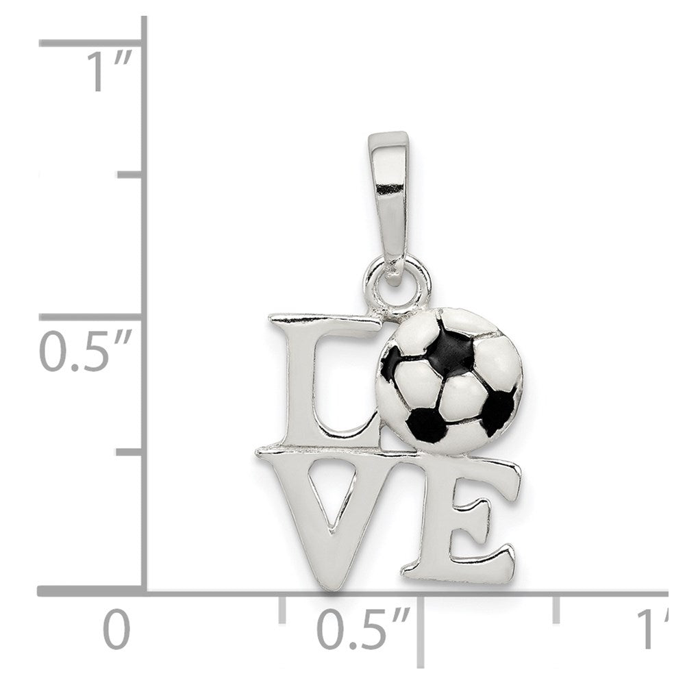 Sterling Silver Polished Enamel Love Soccer Pendant