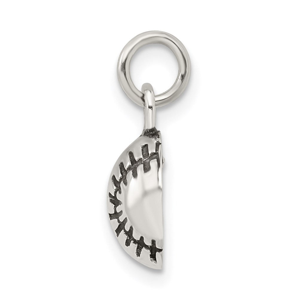 Sterling Silver Antiqued Baseball Charm