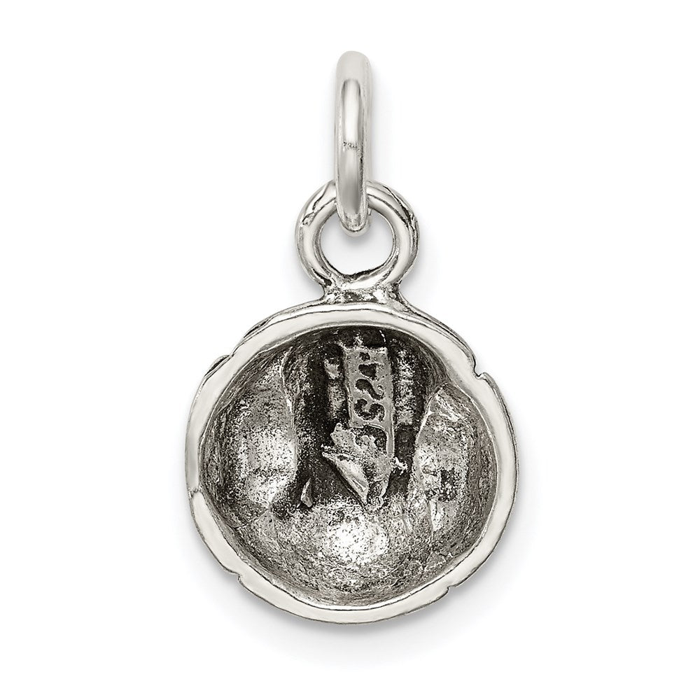 Sterling Silver Antiqued Baseball Charm