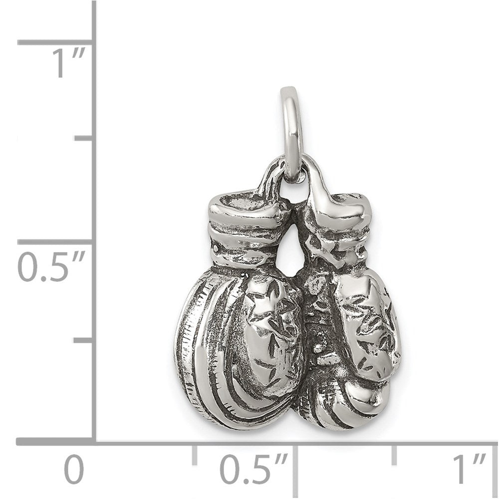 Sterling Silver Antiqued Boxing Gloves Charm