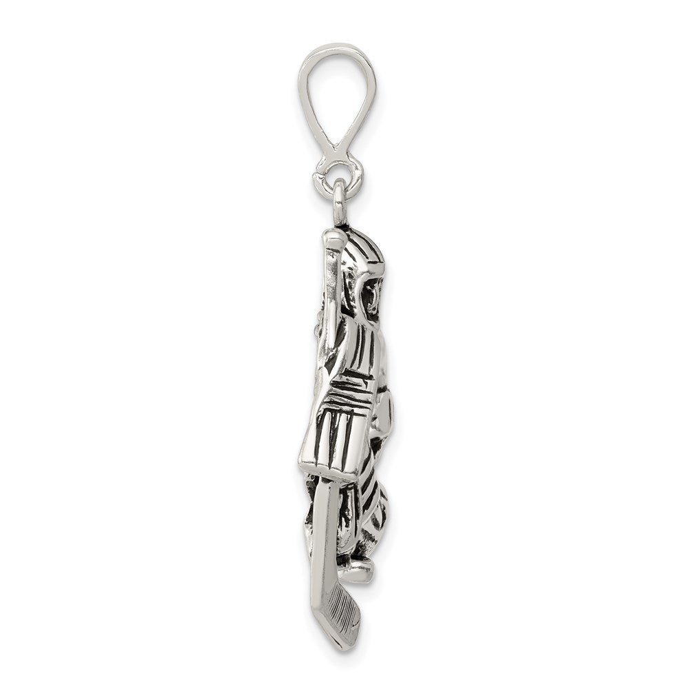 Sterling Silver Antiqued Hockey Player Charm