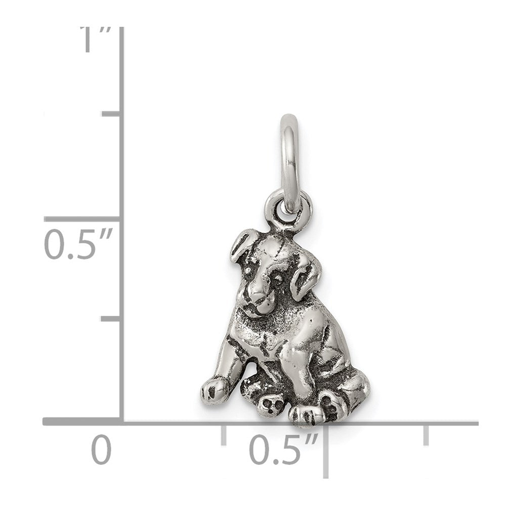 Sterling Silver Antiqued Dog Charm