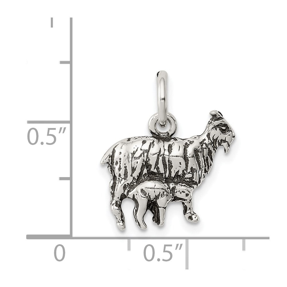 Sterling Silver Antiqued Goat Charm