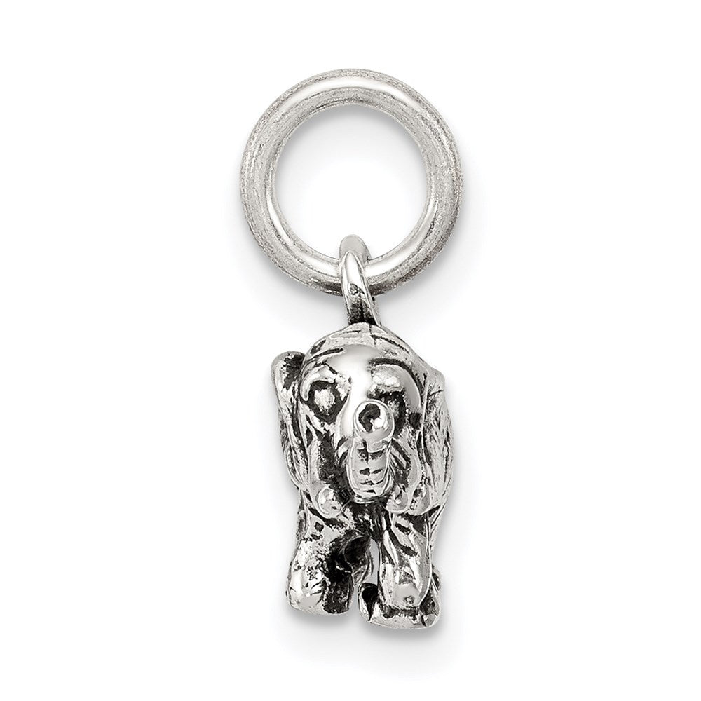 Sterling Silver Antiqued Elephant Charm
