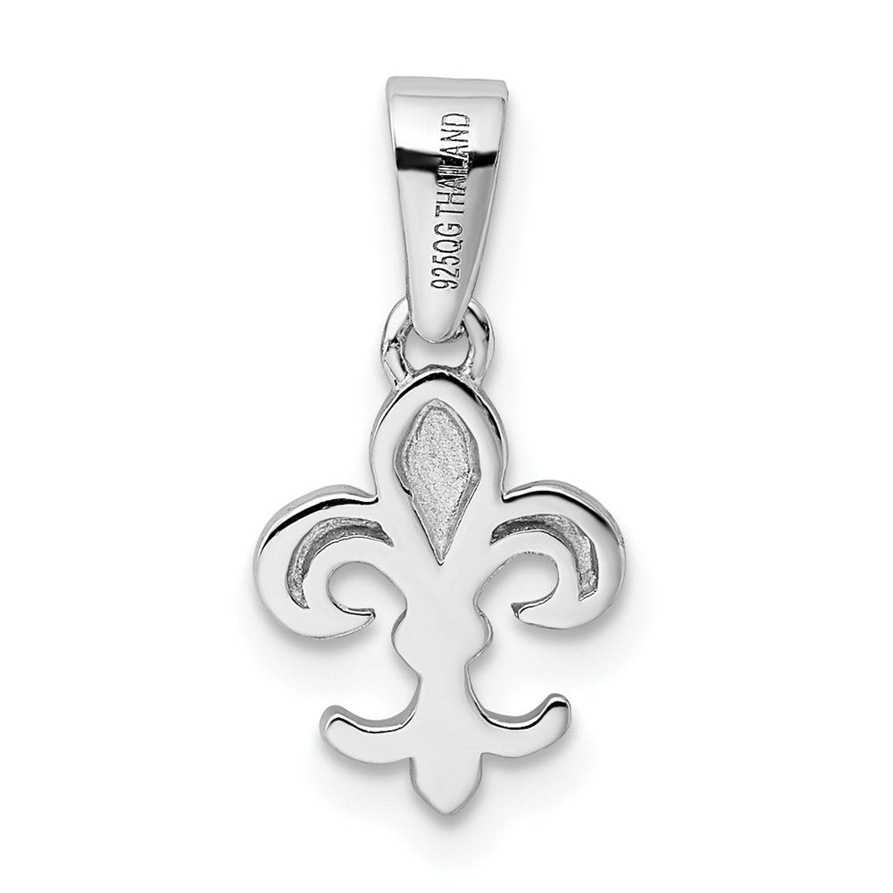 Sterling Silver Rhodium Plated Fleur de lis Pendant