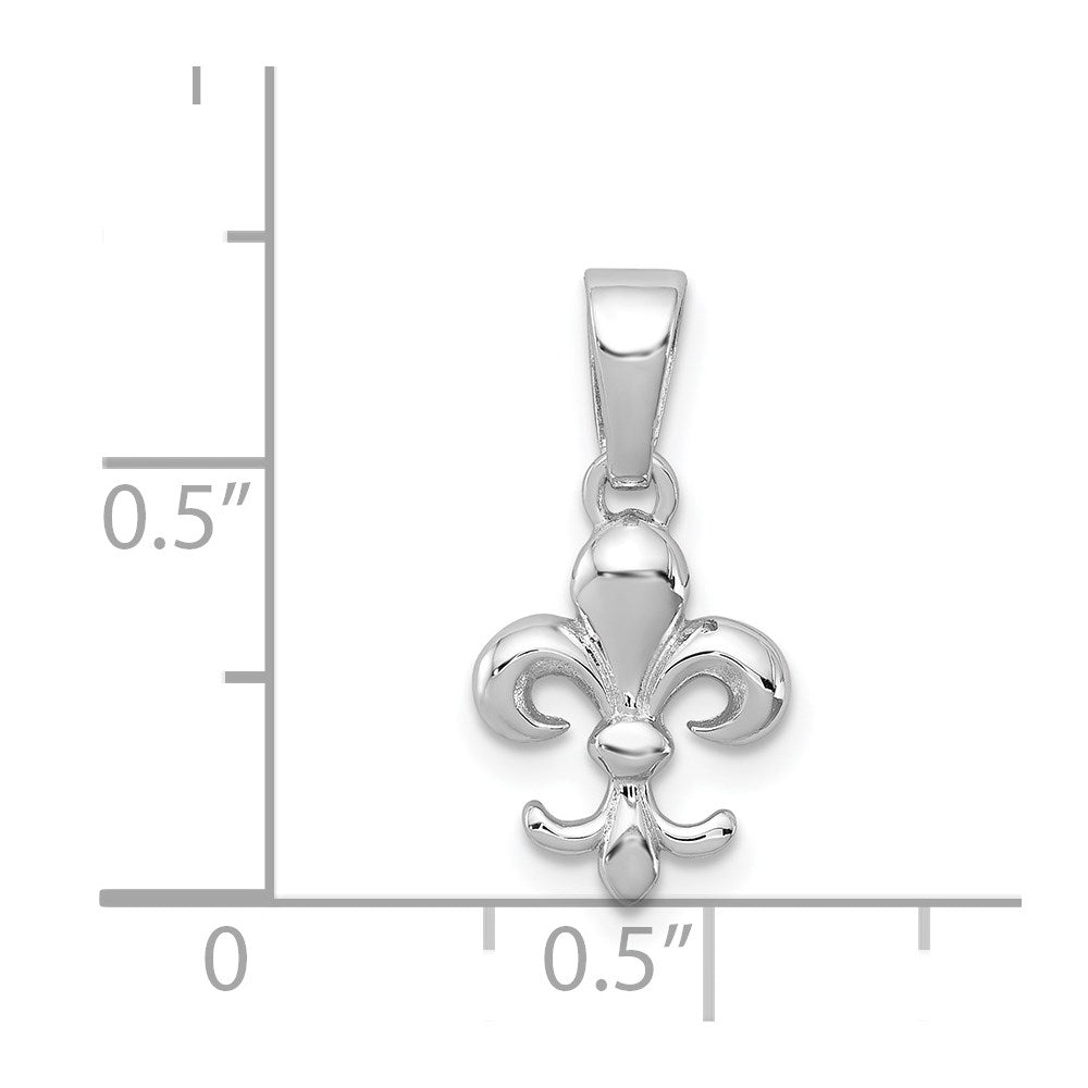 Sterling Silver Rhodium Plated Fleur de lis Pendant