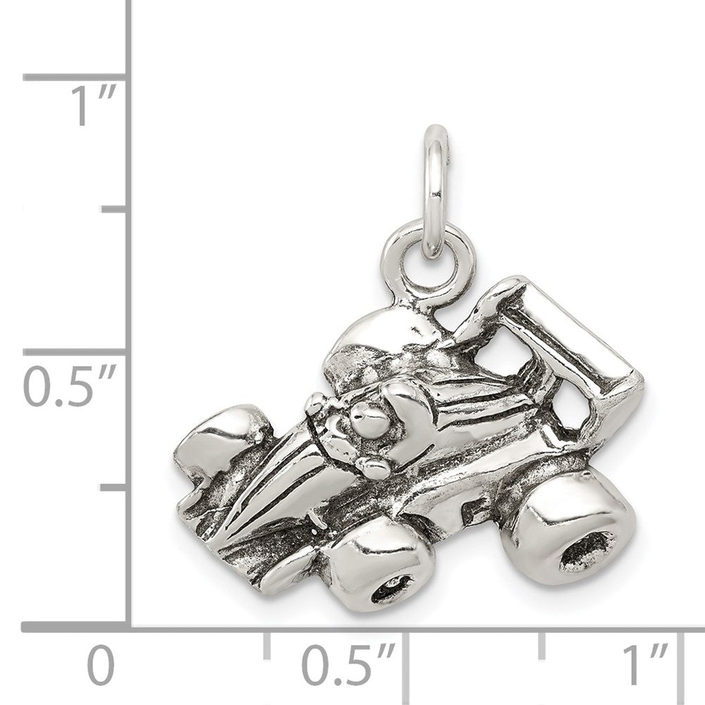 Sterling Silver Antiqued Go Kart Racer Charm