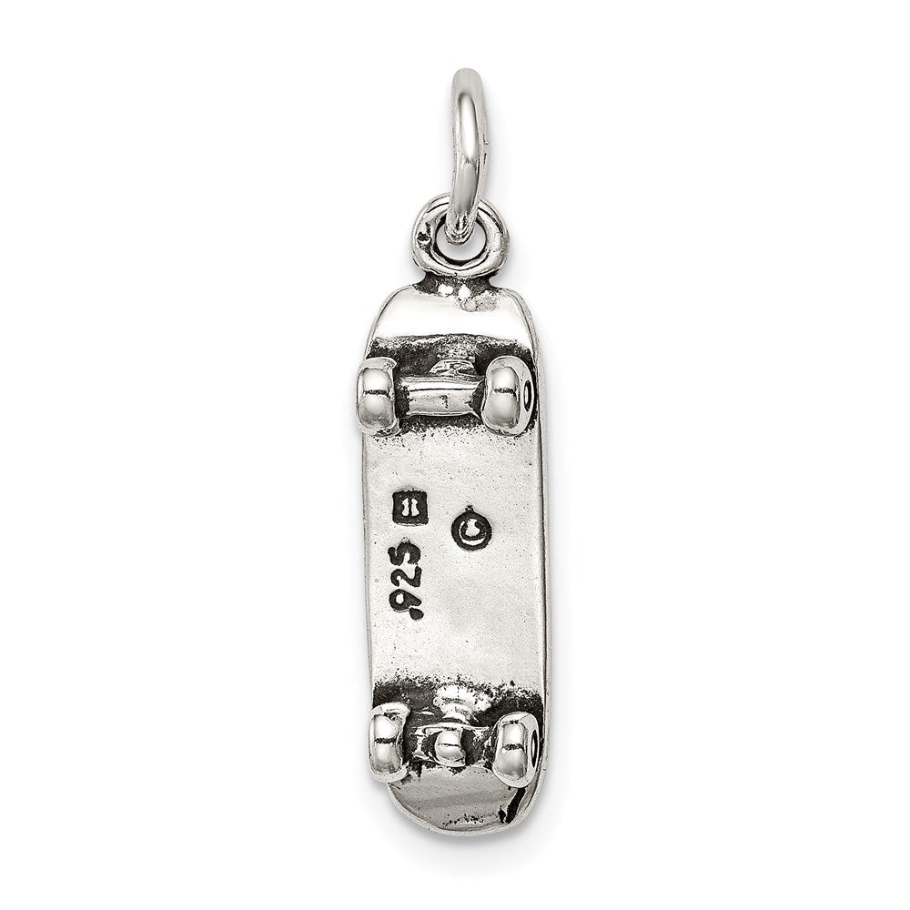 Sterling Silver Antiqued Skateboard Charm