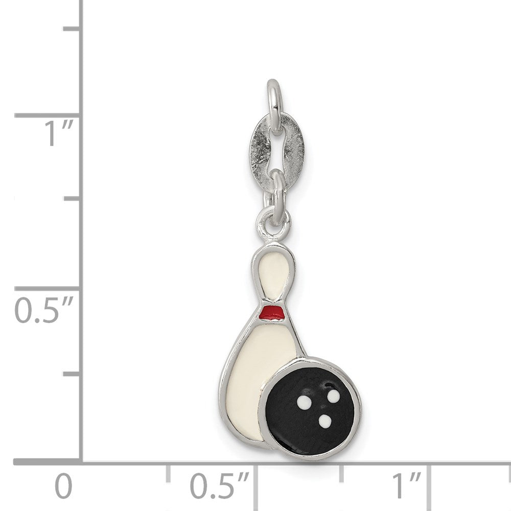 Sterling Silver Polished Enamel Bowling Charm