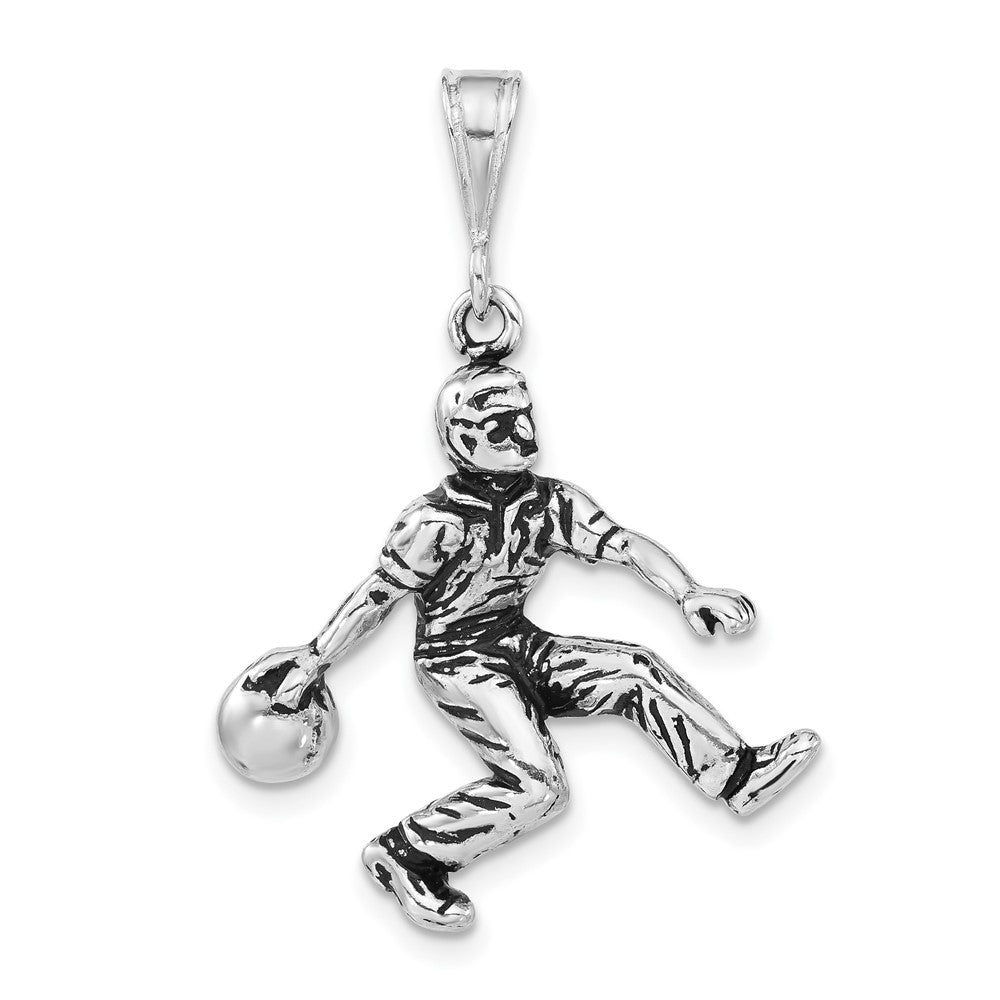 Sterling Silver Polished & Antiqued Bowling Charm