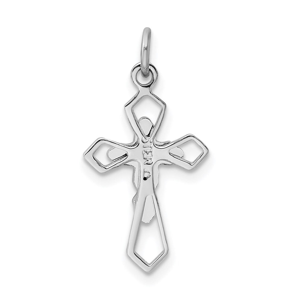 Sterling Silver Rhodium-plated Polished Epoxy & Gold-plated Cross Pendant