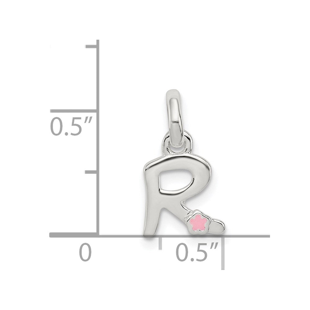 Sterling Silver Letter R with Enamel Pendant