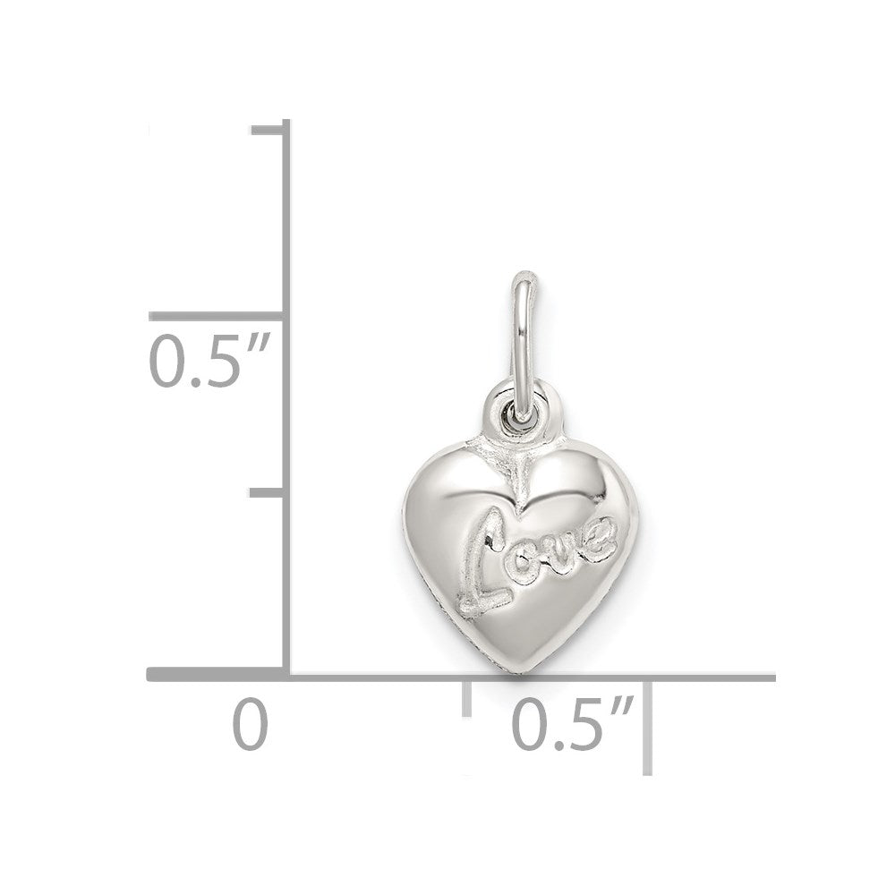 Sterling Silver Polished LOVE Reversible Puff Heart Charm