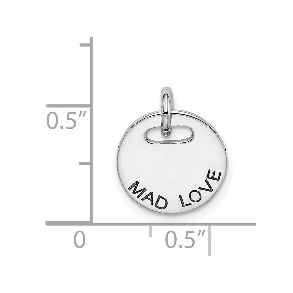 Sterling Silver Rhodium-plated Polished Mad Love Pendant