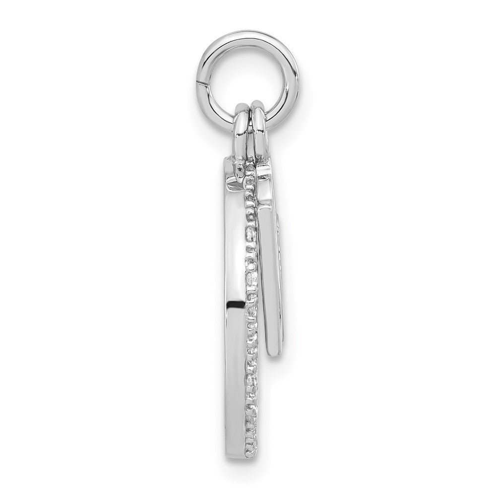 Sterling Silver Polished CZ Love Circle Pendant