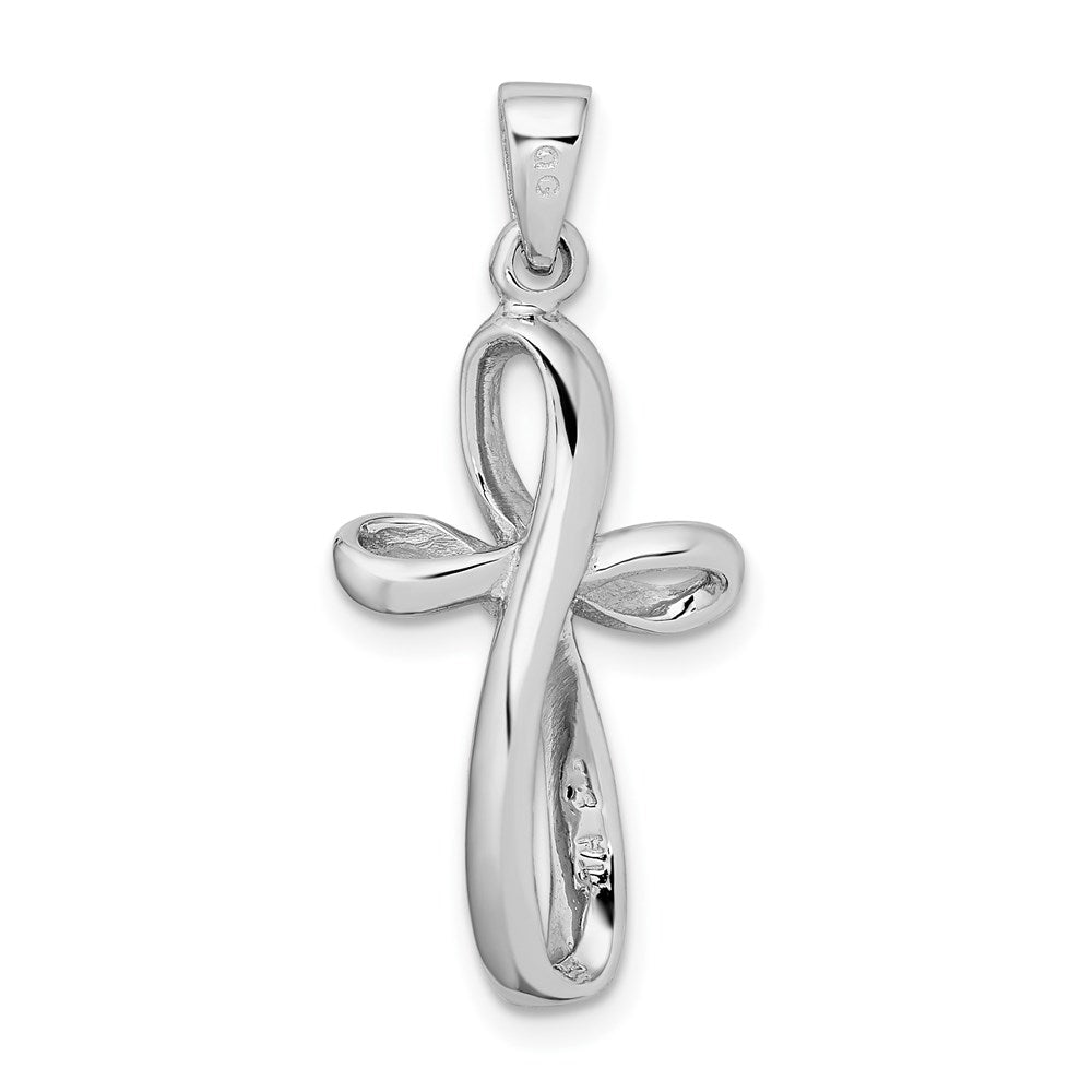 Sterling Silver Rhodium-plated Polished Cross Pendant