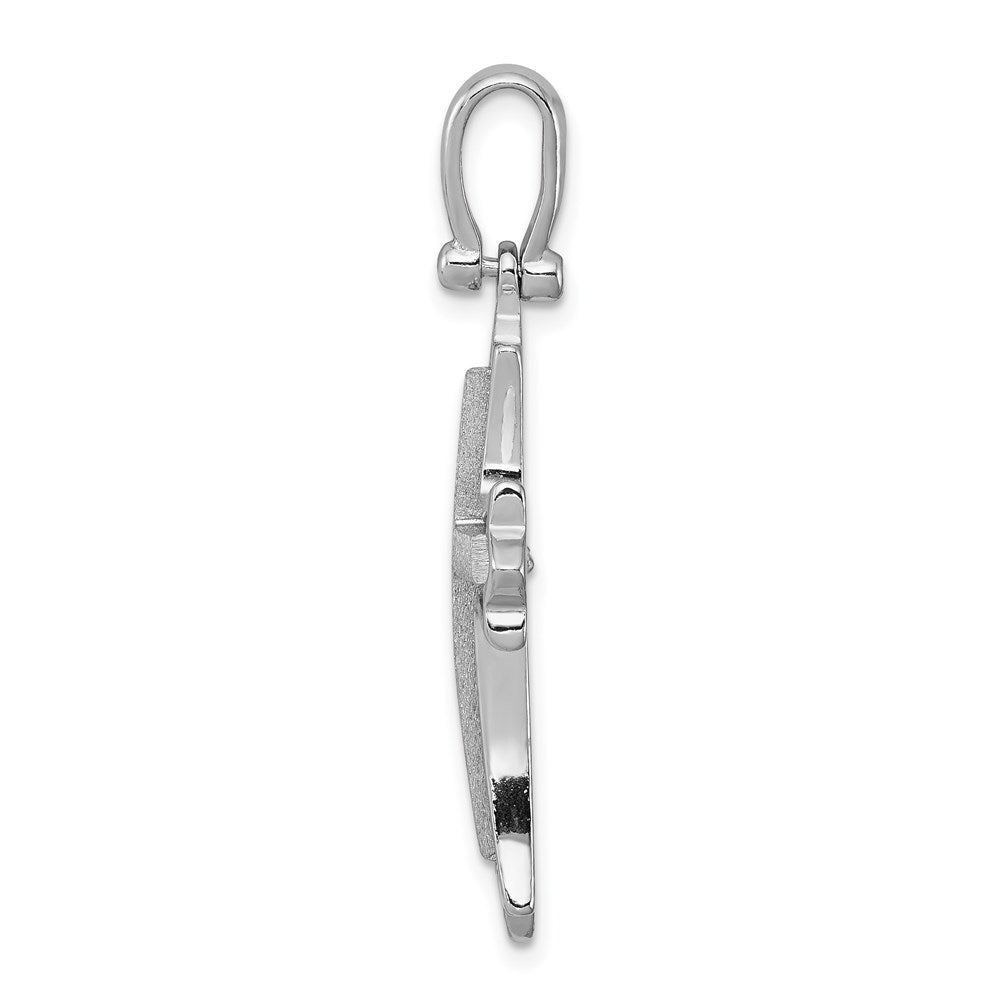 Sterling Silver Rhodium-plated Brushed/Polished Cross Pendant