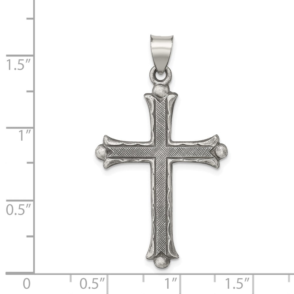 Sterling Silver Antiqued, Polished and Brushed Latin Cross Pendant