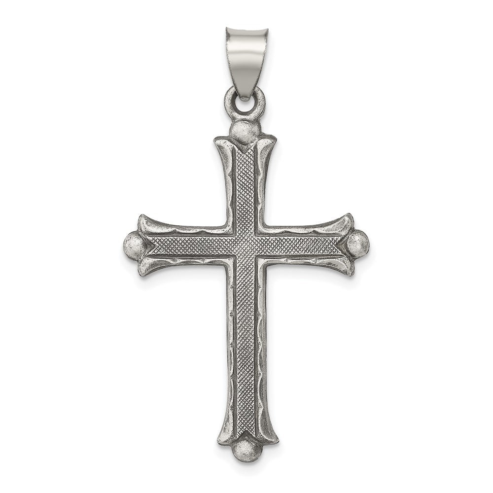 Sterling Silver Antiqued, Polished and Brushed Latin Cross Pendant