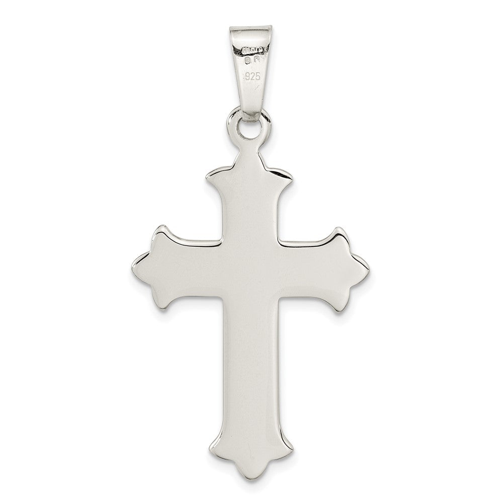 Sterling Silver Polished Textured Cross Pendant