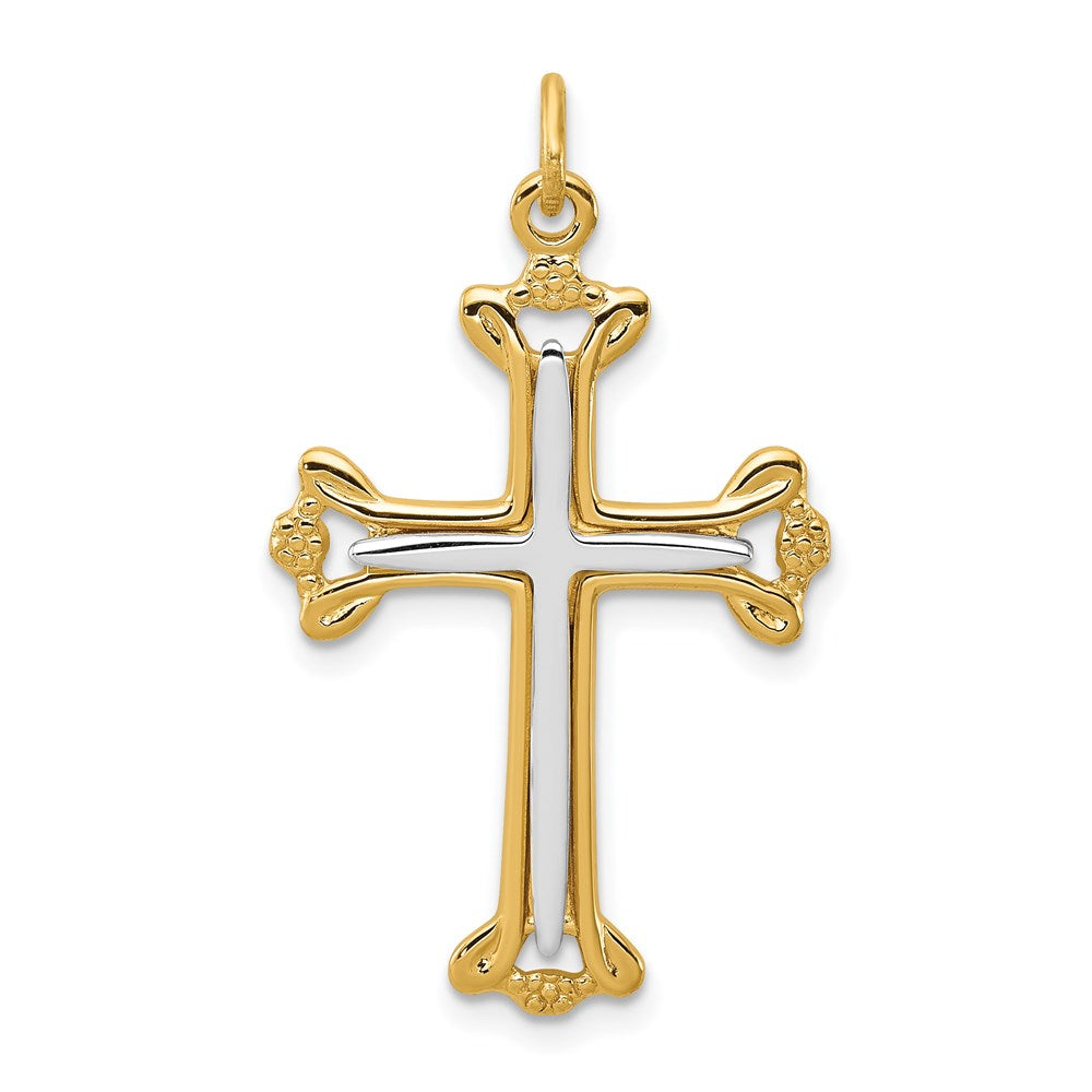 Sterling Silver Rhodium-plated & Gold-tone Cross Pendant