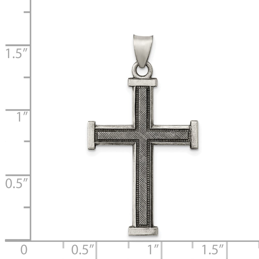 Sterling Silver Antiqued, Polished and Brushed Latin Cross Pendant