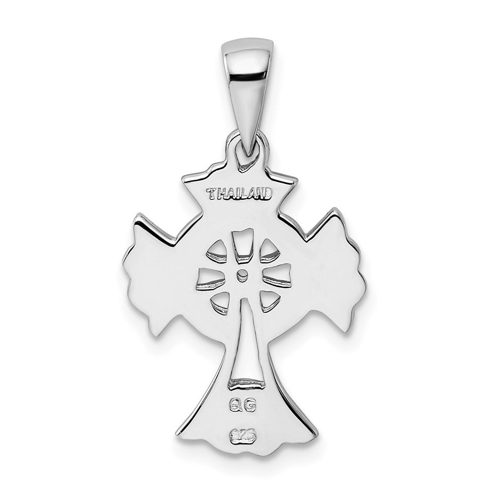 Sterling Silver Rhodium-plated Polished Celtic Cross Pendant