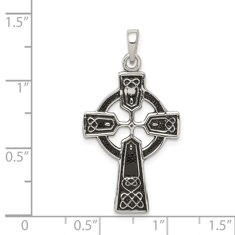 Sterling Silver Polished and Antiqued Celtic Cross Pendant