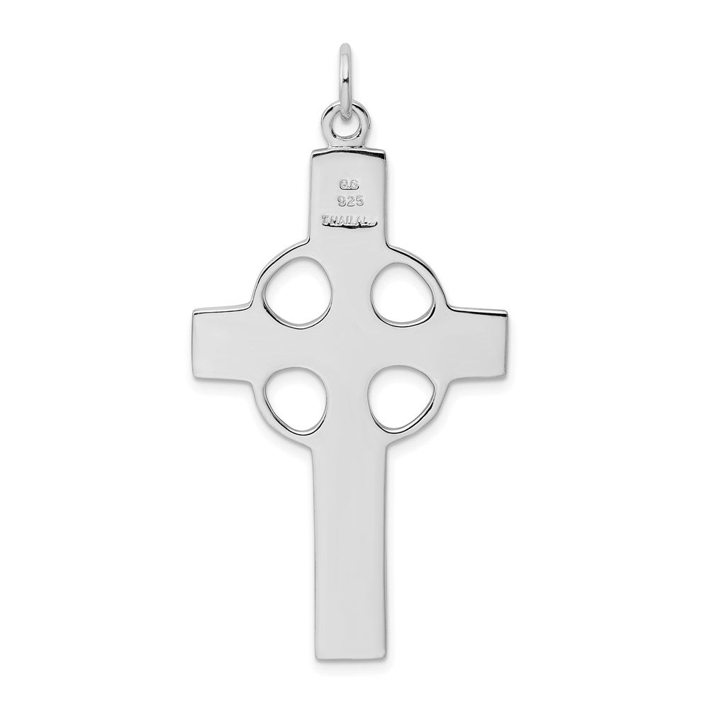 Sterling Silver Rhodium-plated Polished Celtic Cross Pendant