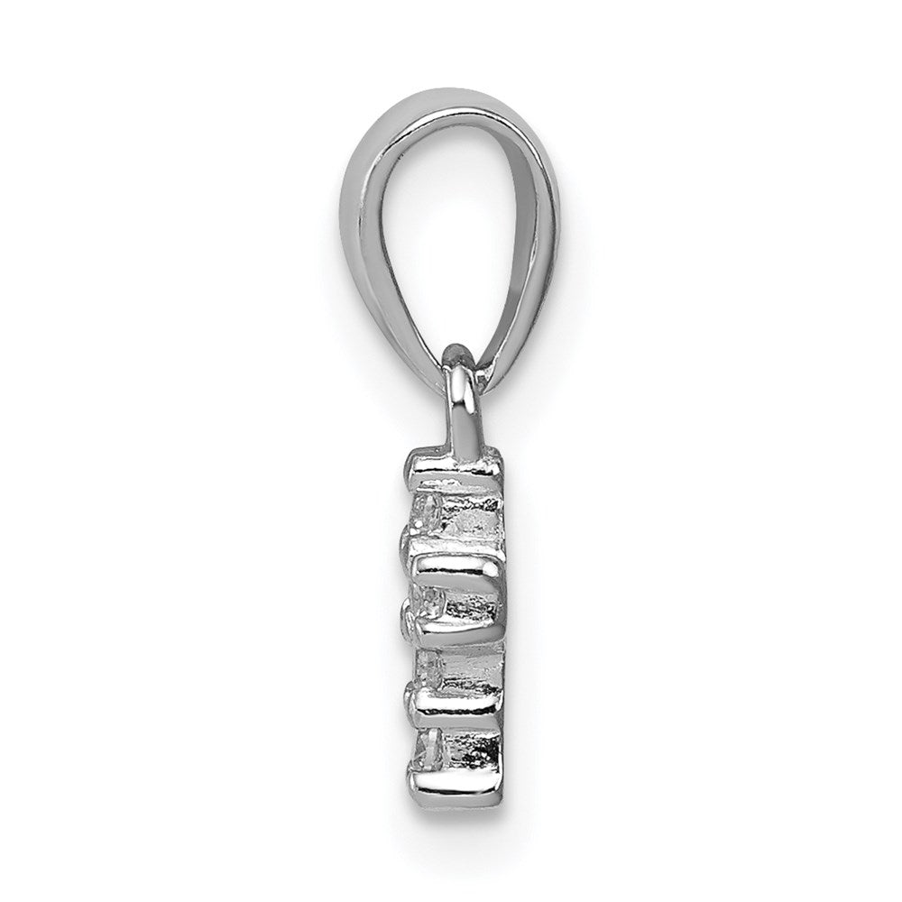 Sterling Silver Rhodium-plated Polished CZ Cross Pendant